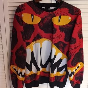 Y2k IMP "Monster T-Rex" AOP fleece lined sweatshirt